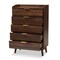 Baxton Studio Lena Mid-Century Walnut Brown Finished 5-Drawer Wood Chest 157-9535 - alternate 7